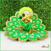 Shaneel Moti Lace Work Green Laddu Poshak With Patka